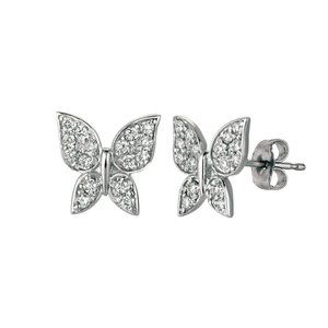 0.30 CT Natural Diamond Butterfly Earrings 14K WG